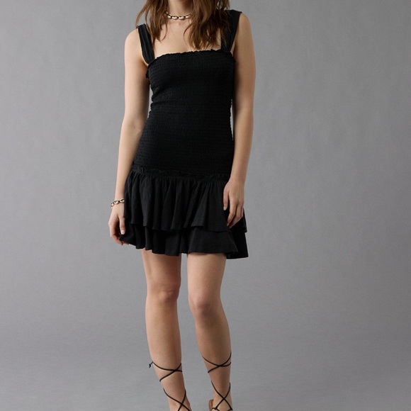 American Eagle Sunchaser Knit Smocked Drop Waist Mini Dress - Picture 1 of 5